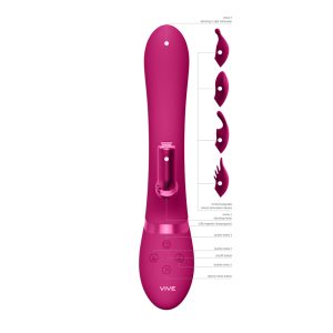 Vive Chou Double Action Interchangeable Rabbit Vibrator Pink BondageBox UK