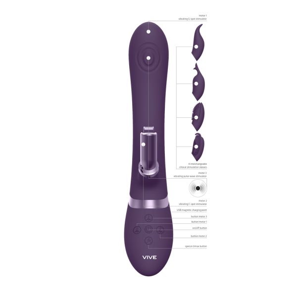 Vive Etsu Interchangeable Rabbit Vibrator Purple BondageBox UK