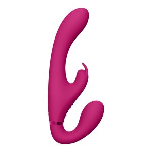 Vive Suki Triple Action Strapless Strap On Vibrator Pink BondageBox UK
