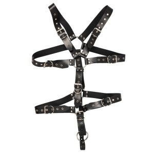 Zado Mens Leather Adjustable Harness With Cock Ring BondageBox UK